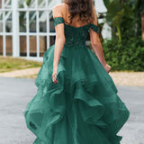 Bárbara | Vestido de baile em tule com folhos estilo princesa evasê
