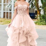 Bárbara | Vestido de baile em tule com folhos estilo princesa evasê