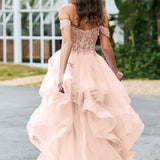 Bárbara | Vestido de baile em tule com folhos estilo princesa evasê