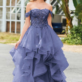 Bárbara | Vestido de baile em tule com folhos estilo princesa evasê