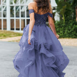 Bárbara | Vestido de baile em tule com folhos estilo princesa evasê