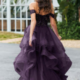 Bárbara | Vestido de baile em tule com folhos estilo princesa evasê