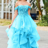 Bárbara | Vestido de baile em tule com folhos estilo princesa evasê