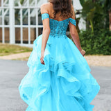 Bárbara | Vestido de baile em tule com folhos estilo princesa evasê