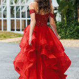 Bárbara | Vestido de baile em tule com folhos estilo princesa evasê