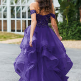Bárbara | Vestido de baile em tule com folhos estilo princesa evasê