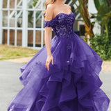 Bárbara | Vestido de baile em tule com folhos estilo princesa evasê