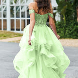Bárbara | Vestido de baile em tule com folhos estilo princesa evasê
