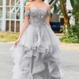 Bárbara | Vestido de baile em tule com folhos estilo princesa evasê