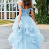 Bárbara | Vestido de baile em tule com folhos estilo princesa evasê