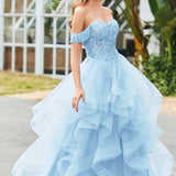 Bárbara | Vestido de baile em tule com folhos estilo princesa evasê