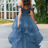 Bárbara | Vestido de baile em tule com folhos estilo princesa evasê