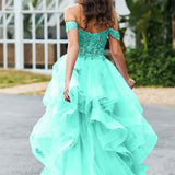 Bárbara | Vestido de baile em tule com folhos estilo princesa evasê