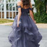 Bárbara | Vestido de baile em tule com folhos estilo princesa evasê