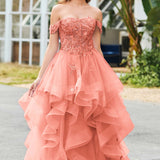 Bárbara | Vestido de baile em tule com folhos estilo princesa evasê