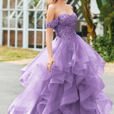 Bárbara | Vestido de baile em tule com folhos estilo princesa evasê