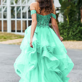 Bárbara | Vestido de baile em tule com folhos estilo princesa evasê