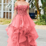 Bárbara | Vestido de baile em tule com folhos estilo princesa evasê