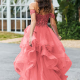 Bárbara | Vestido de baile em tule com folhos estilo princesa evasê