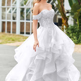 Bárbara | Vestido de baile em tule com folhos estilo princesa evasê