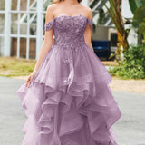 Bárbara | Vestido de baile em tule com folhos estilo princesa evasê