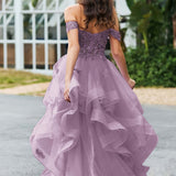 Bárbara | Vestido de baile em tule com folhos estilo princesa evasê