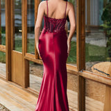 Lídia | Vestido transparente com corpete aplicado pregas e racha