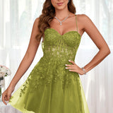 Marlene | Vestido com top estilo corset transparente decote coração e aplicações