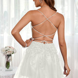 Marlene | Vestido com top estilo corset transparente decote coração e aplicações