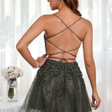 Marlene | Vestido com top estilo corset transparente decote coração e aplicações