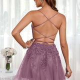 Marlene | Vestido com top estilo corset transparente decote coração e aplicações