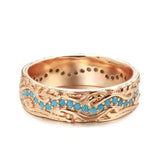 Anel Turquesa Ouro Rosa