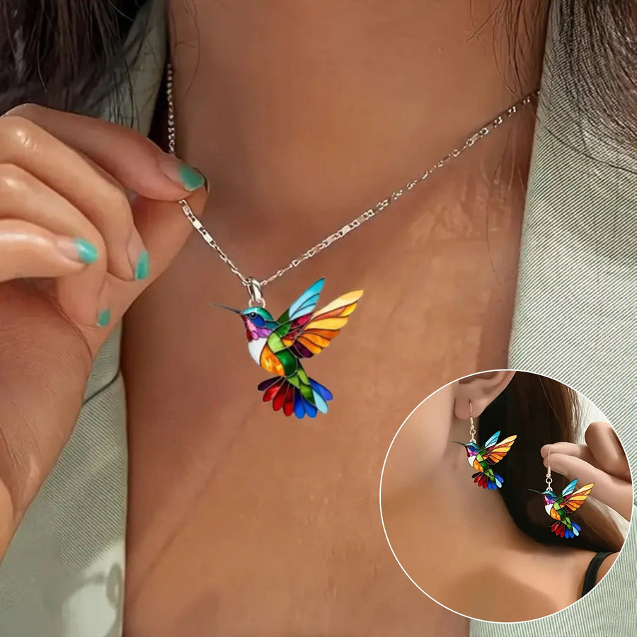 Parure Colibri Élise – Collier et boucles d’oreilles