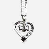 Collier Patte de chien et Cœur en acier inoxydable