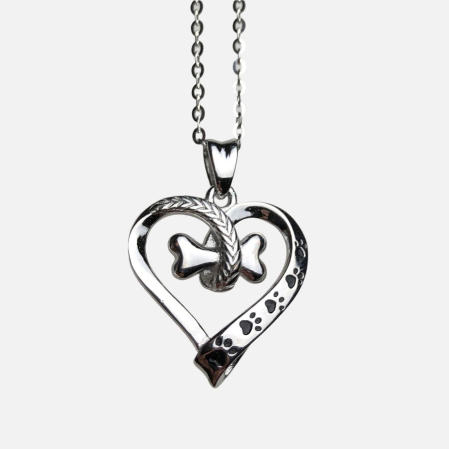 Collier Patte de chien et Cœur en acier inoxydable