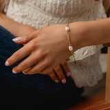 Pulseira Corrente Facetada com Pérola
