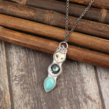 Collier barre Sagesse hibou turquoise