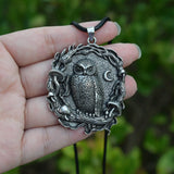 Collier pendentif Chouette mystique, Lune et Champignon