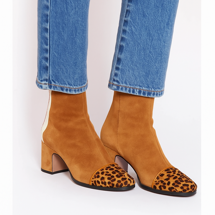 Celestina | Botins Bicolores Caqui