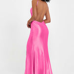 Elisabete | Vestido Maxi em Cetim Plissado com Abertura — Azálea