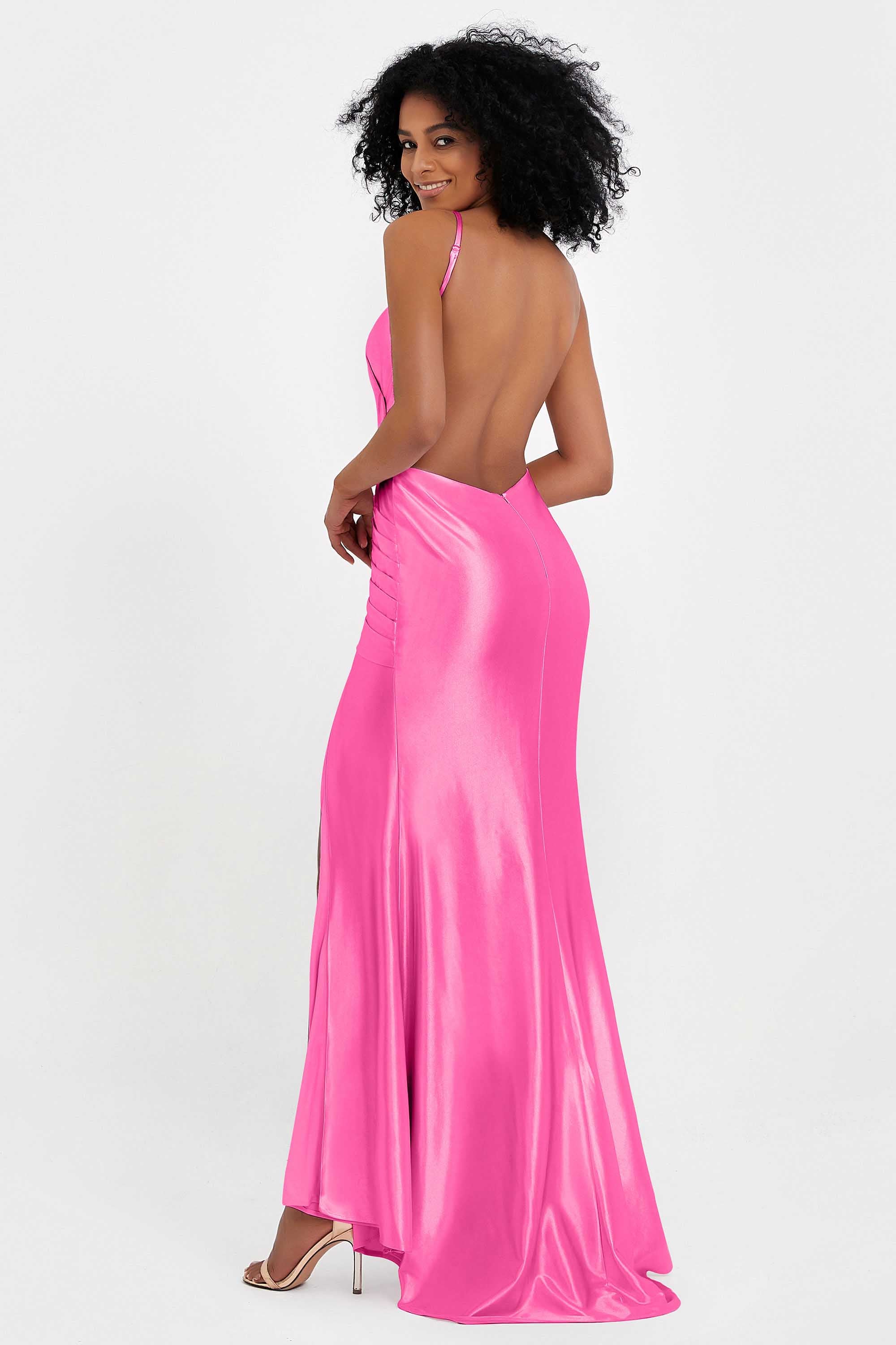 Elisabete | Vestido Maxi em Cetim Plissado com Abertura — Azálea