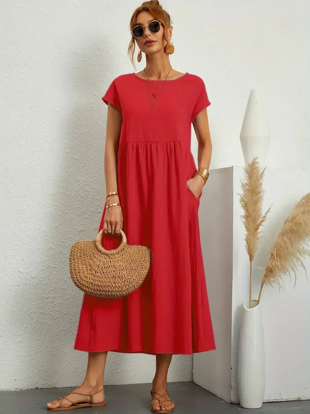 Maia | Vestido Midi Branco Leve e Fresco