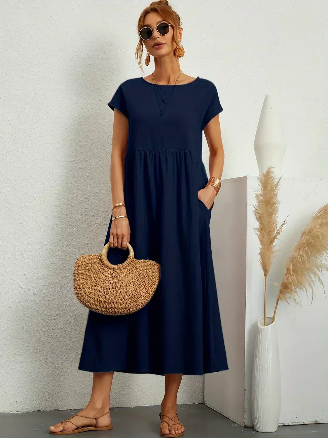 Maia | Vestido Midi Branco Leve e Fresco