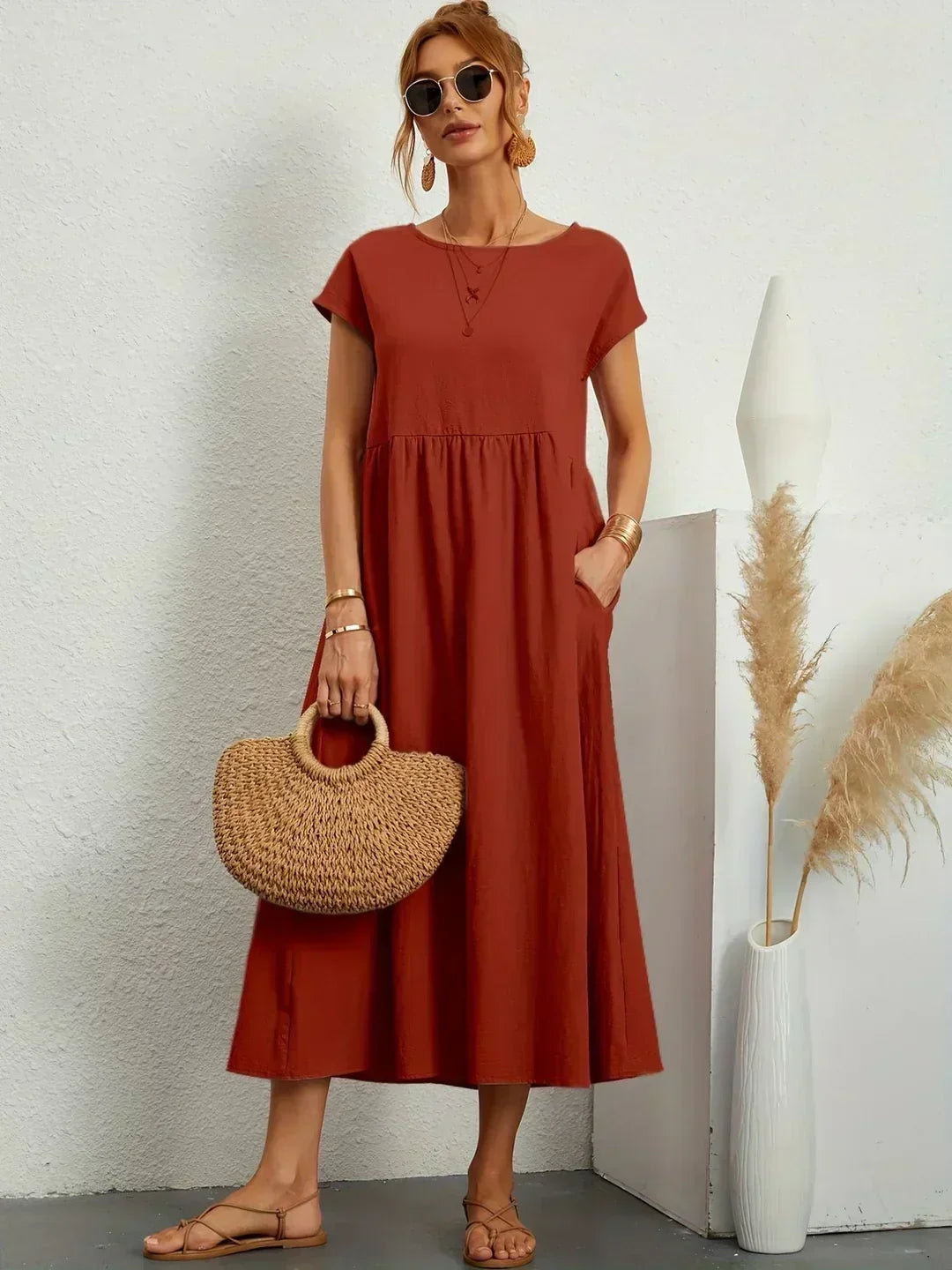Maia | Vestido Midi Branco Leve e Fresco