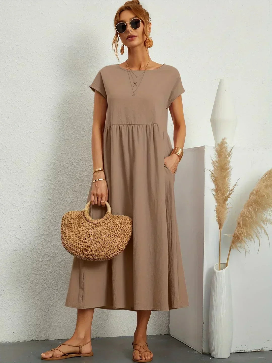Maia | Vestido Midi Branco Leve e Fresco