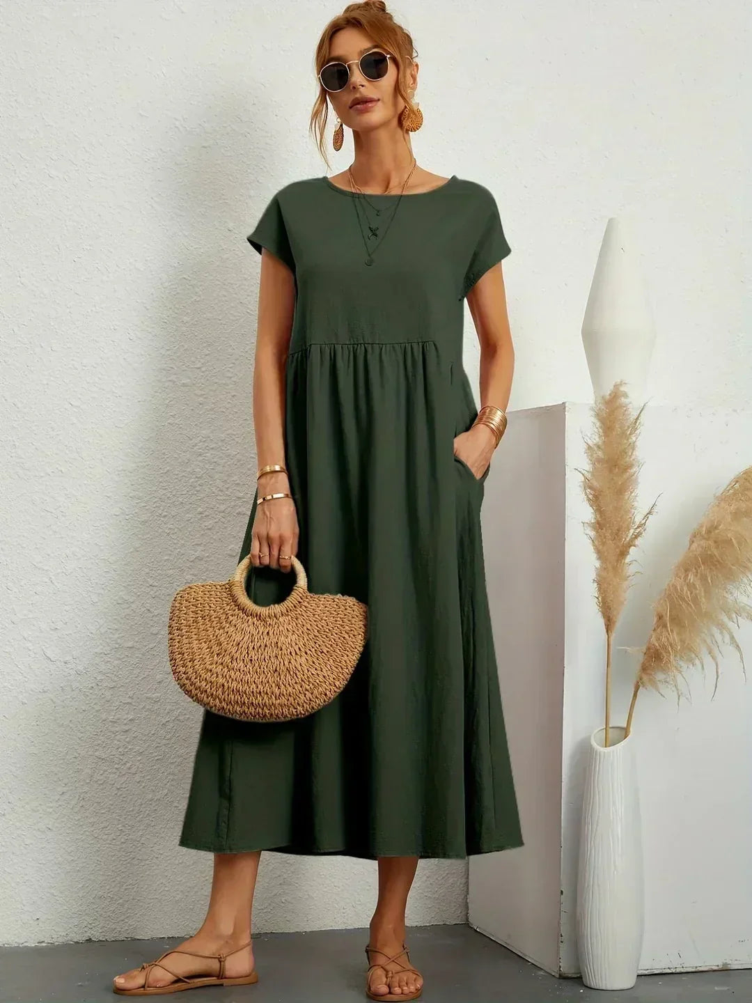 Maia | Vestido Midi Branco Leve e Fresco