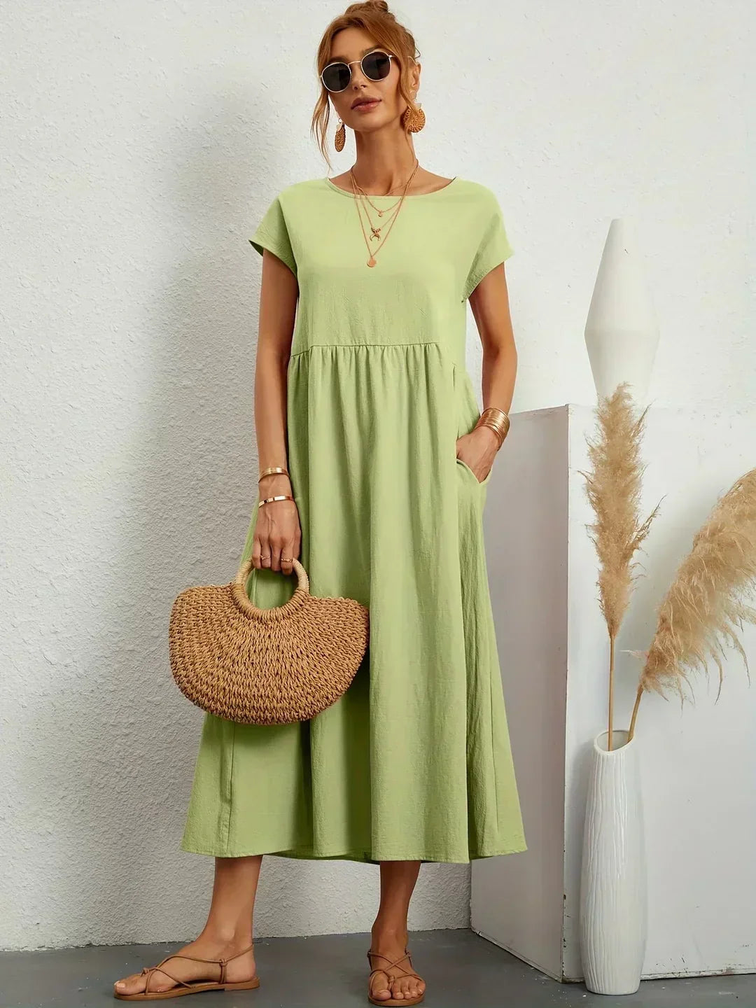 Maia | Vestido Midi Branco Leve e Fresco