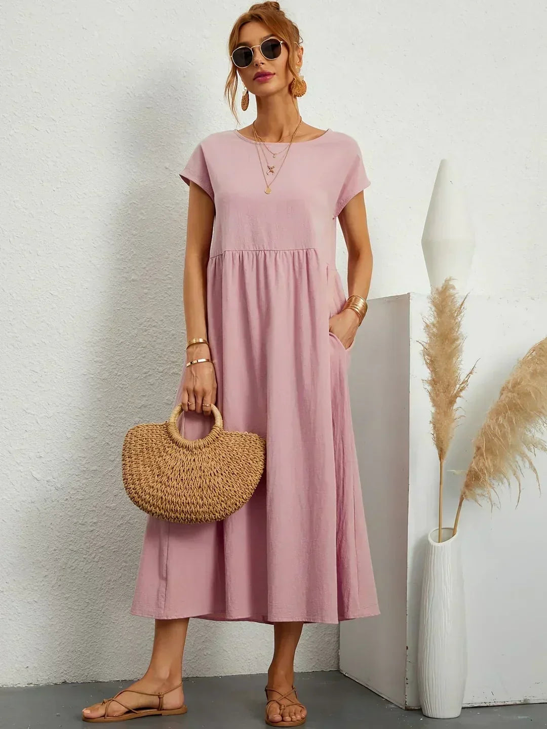 Maia | Vestido Midi Branco Leve e Fresco