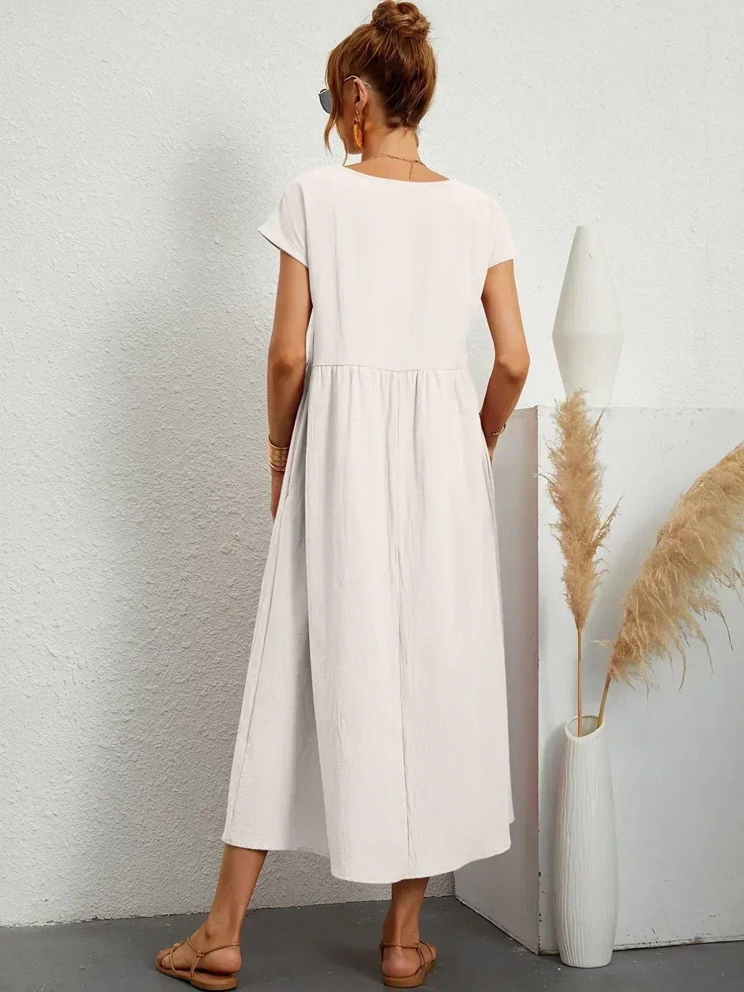Maia | Vestido Midi Branco Leve e Fresco