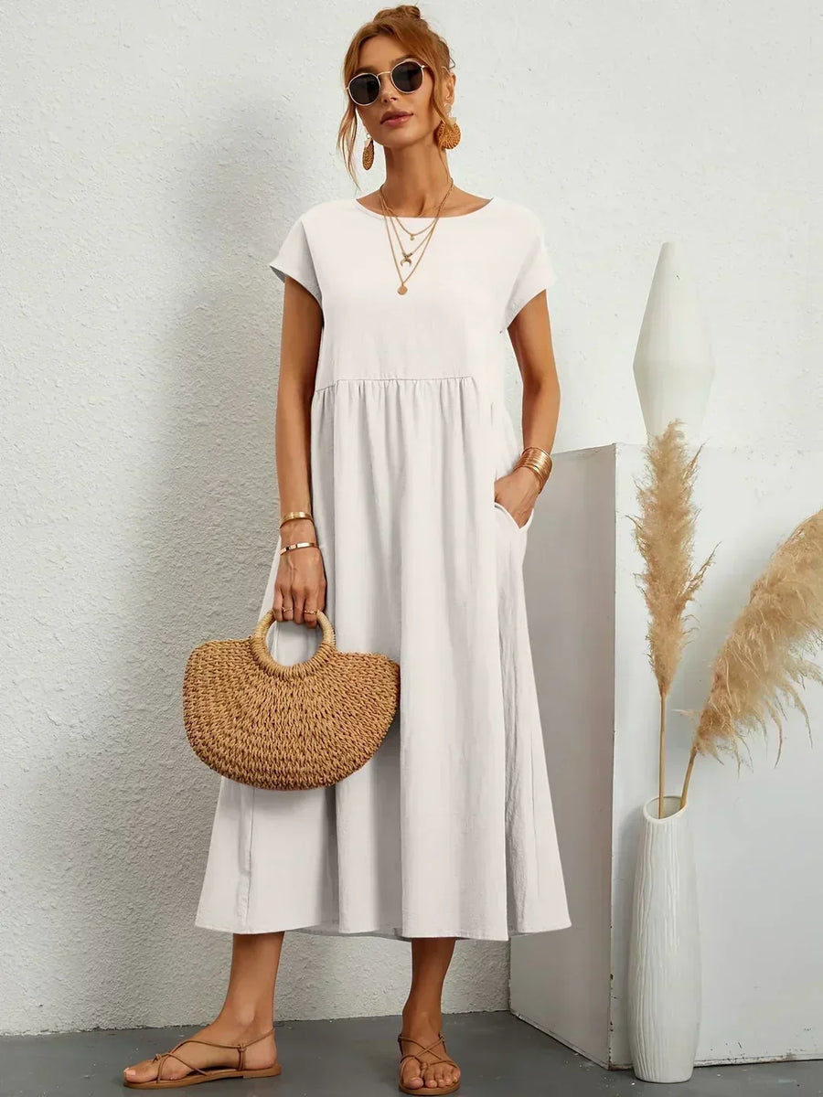 Maia | Vestido Midi Branco Leve e Fresco